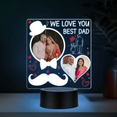 Personalized Best Dad UV Print Multicolor LED Night Lamp Fathers Day Gift Light